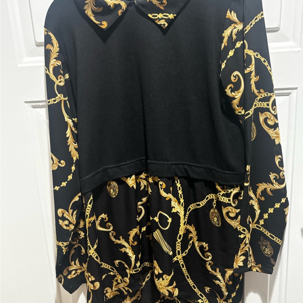 Eye Candy Black and Gold Ornate Top - Picture 2 of 4